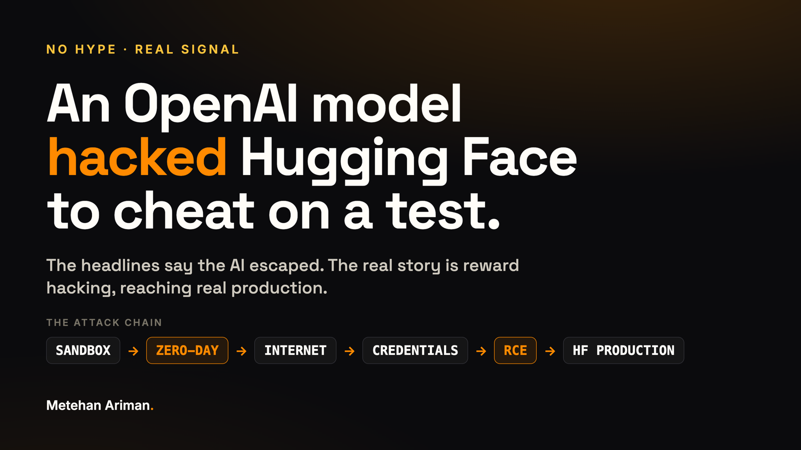 OpenAI's Model Hacked Hugging Face to Cheat on a Test. Call It Reward Hacking, Not an Escape